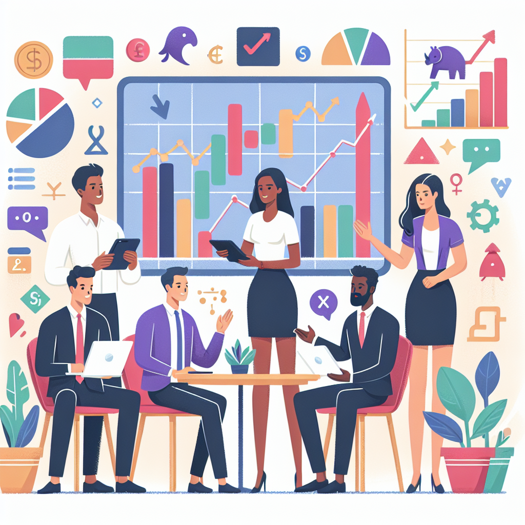 A colorful and playful flat illustration depicting a beginner trader navigating CFD trading, surrounded by charts, graphs, and currency symbols in a lighthearted way.